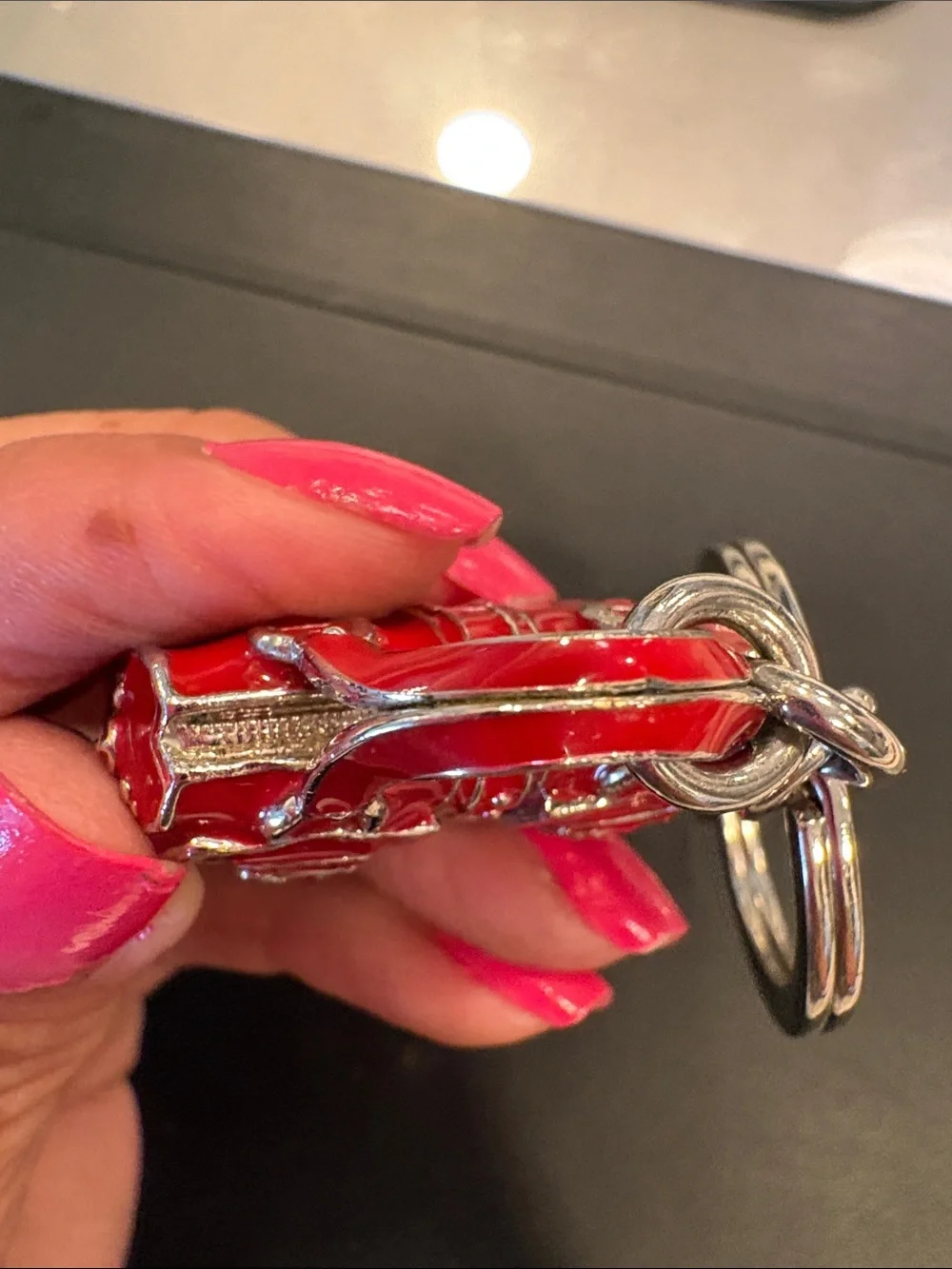 Coach Red Enamel Handbag Keychain